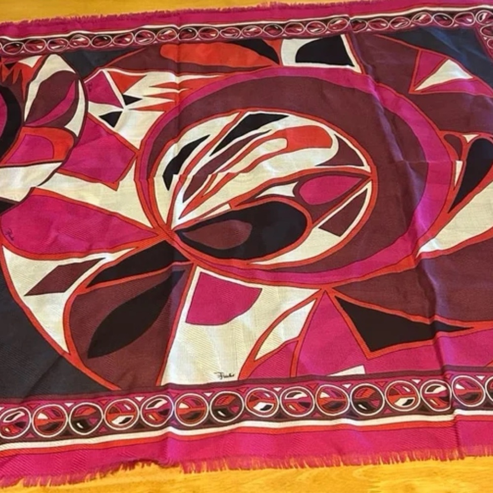 Emilio Pucci Pink and Black Scarf